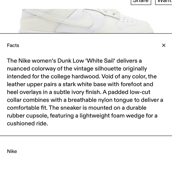 NEW IN ORIGINAL BOX Nike Women's Dunk Low in 'White Sail' in size 6.5 - Picture 11 of 12